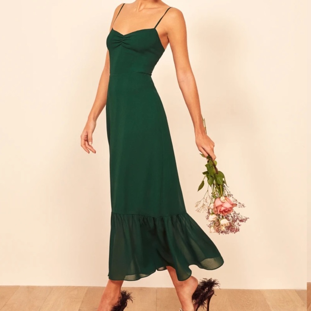 Reformation the Emersyn Emerald Green Maxi Dress Size 10 NWT